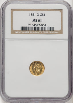 1851-O G$1 Gold Dollar NGC MS61