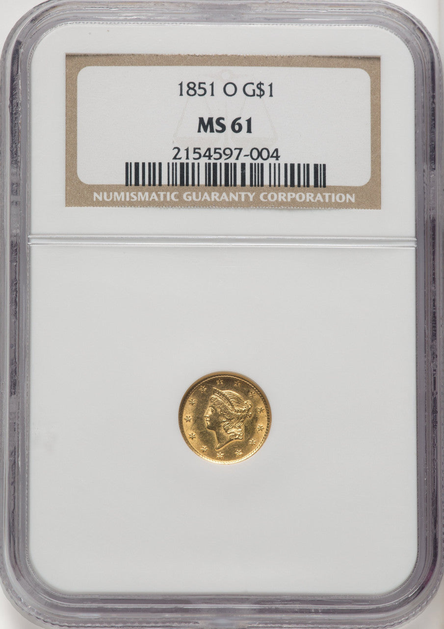 1851-O G$1 Gold Dollar NGC MS61