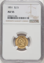 1851 $2.50 Liberty Quarter Eagle NGC AU55 (770522017)