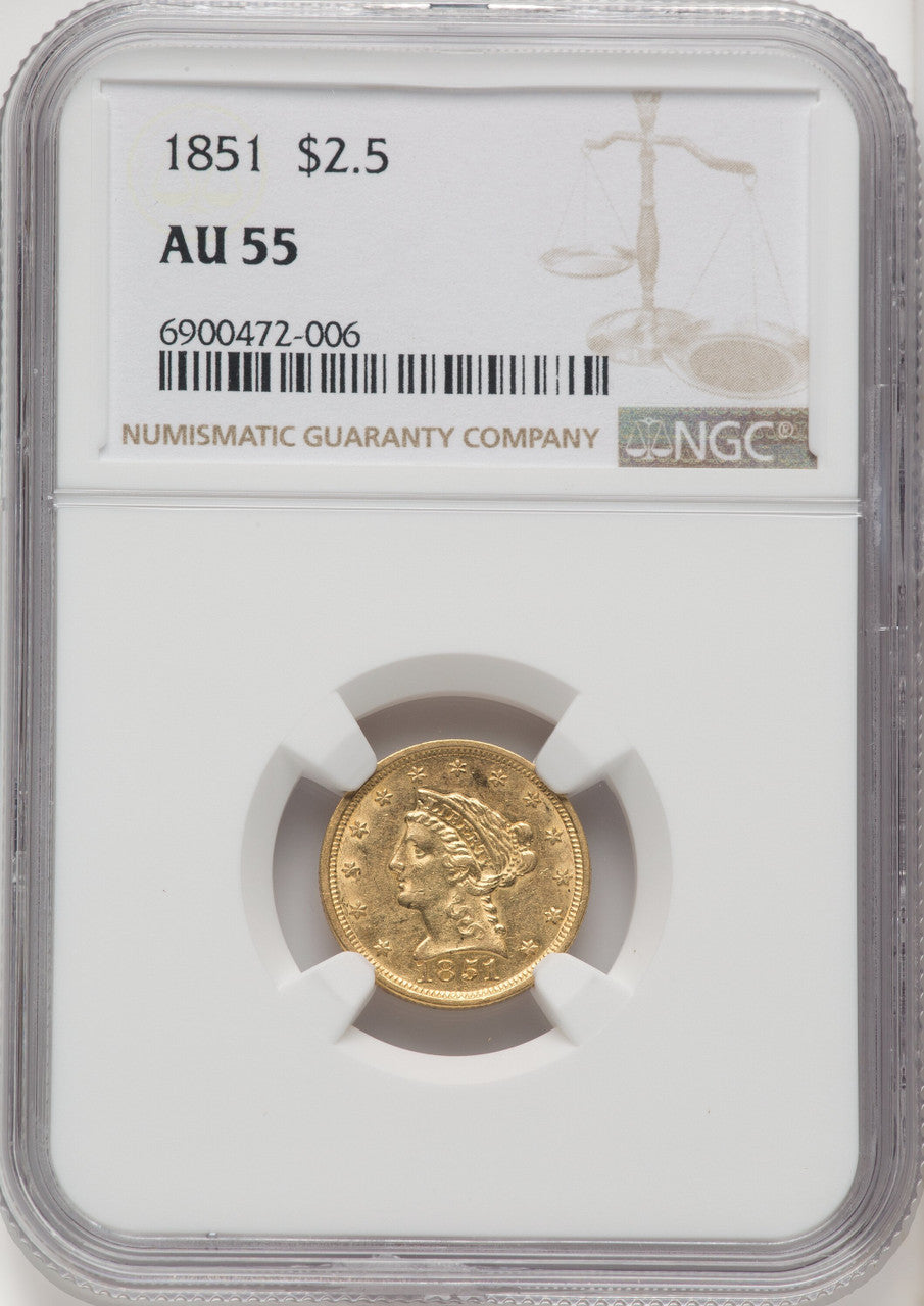 1851 $2.50 Liberty Quarter Eagle NGC AU55 (770522017)