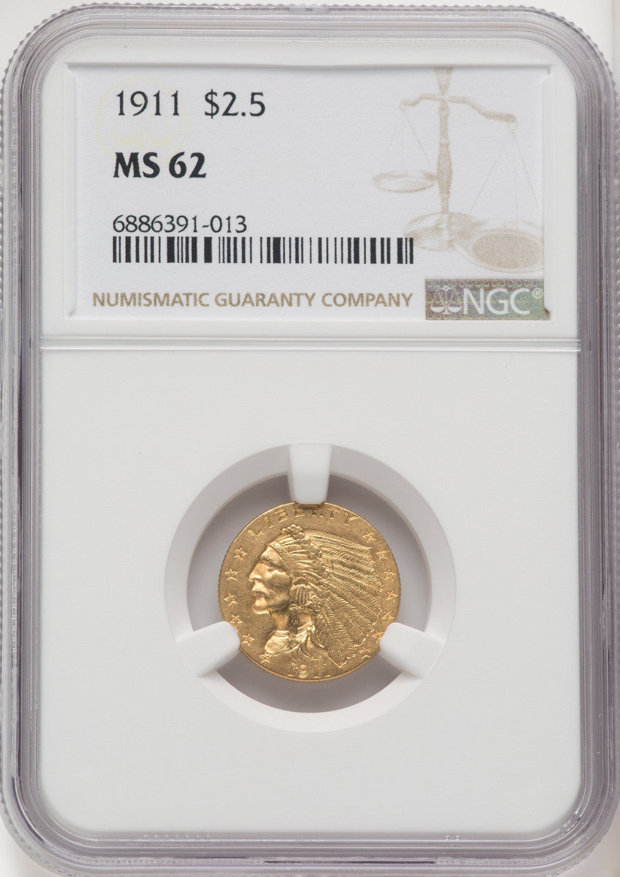 1911 $2.50 Indian Quarter Eagle NGC MS62 (770522030)