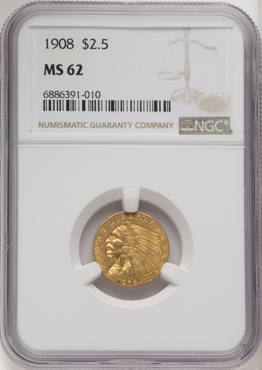 1908 $2.50 Indian Quarter Eagle NGC MS62 (770522029)