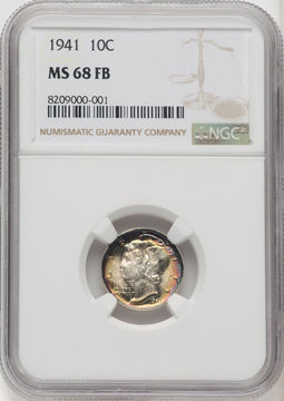 1941 10C FB Mercury Dime NGC MS68 (506364002)