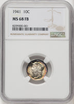 1941 10C FB Mercury Dime NGC MS68 (506364002)