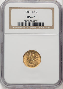 1900 $2.50 Liberty Quarter Eagle NGC MS67 (506628043)