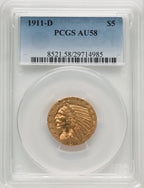 1911-D $5 Indian Half Eagle PCGS AU58
