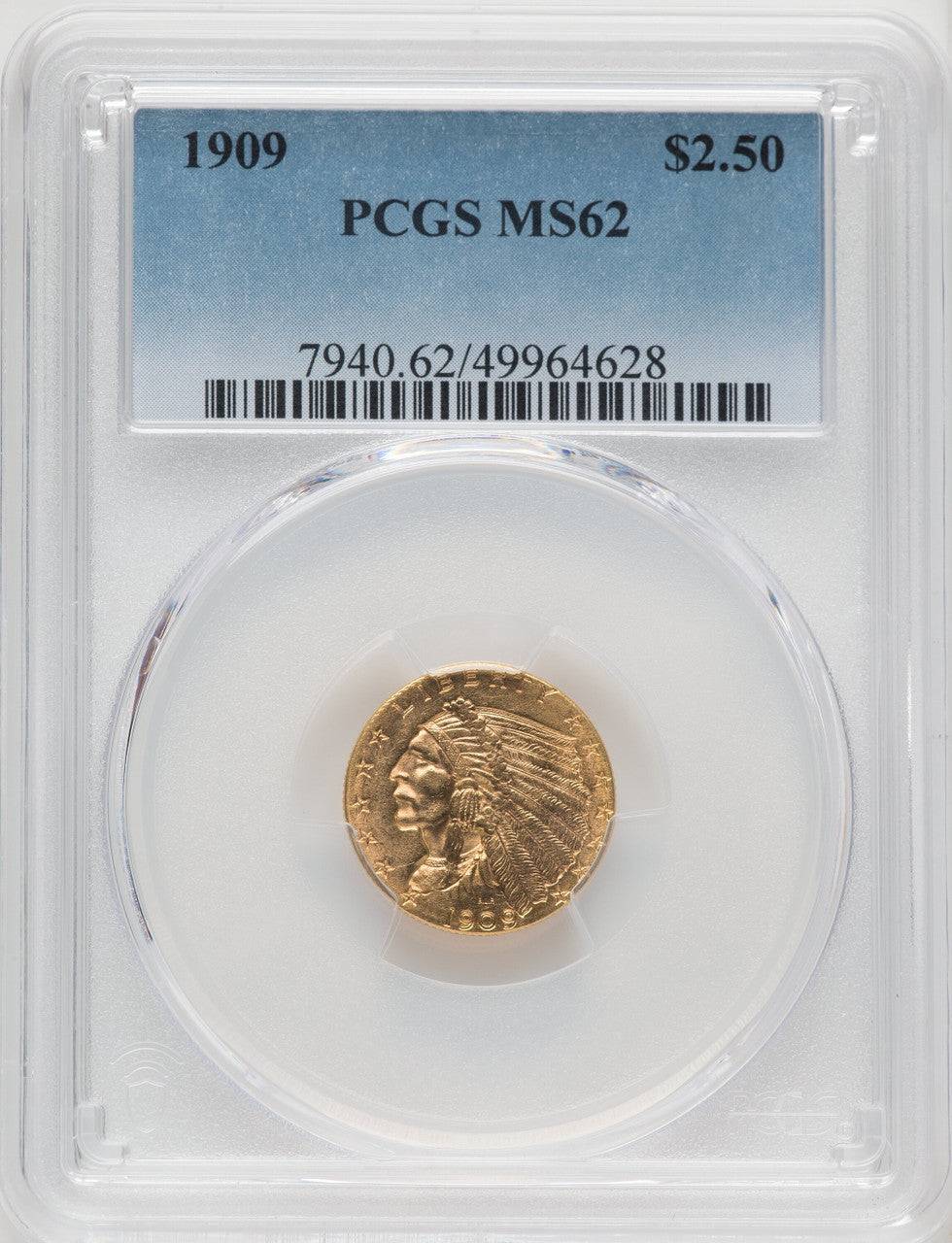 1909 $2.50 Indian Quarter Eagle PCGS MS62 (519343330)