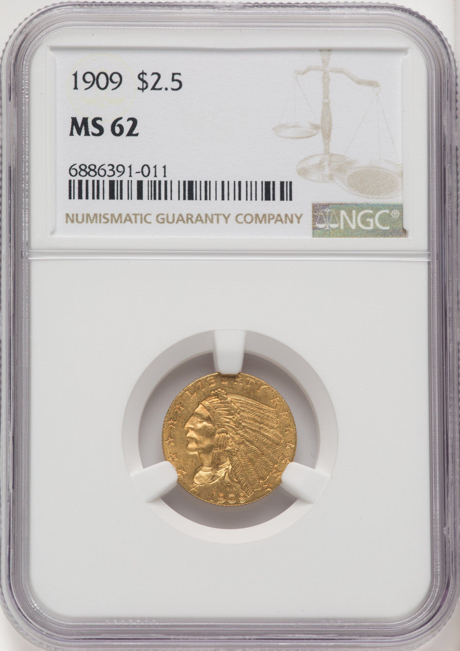 1909 $2.50 Indian Quarter Eagle NGC MS62 (770522031)