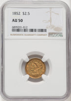 1852 $2.50 Liberty Quarter Eagle NGC AU50