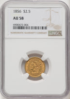 1856 $2.50 Liberty Quarter Eagle NGC AU58