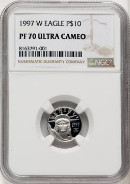 1997-W $10 Tenth-Ounce Platinum Brown Label NGC PF70 (769005021)