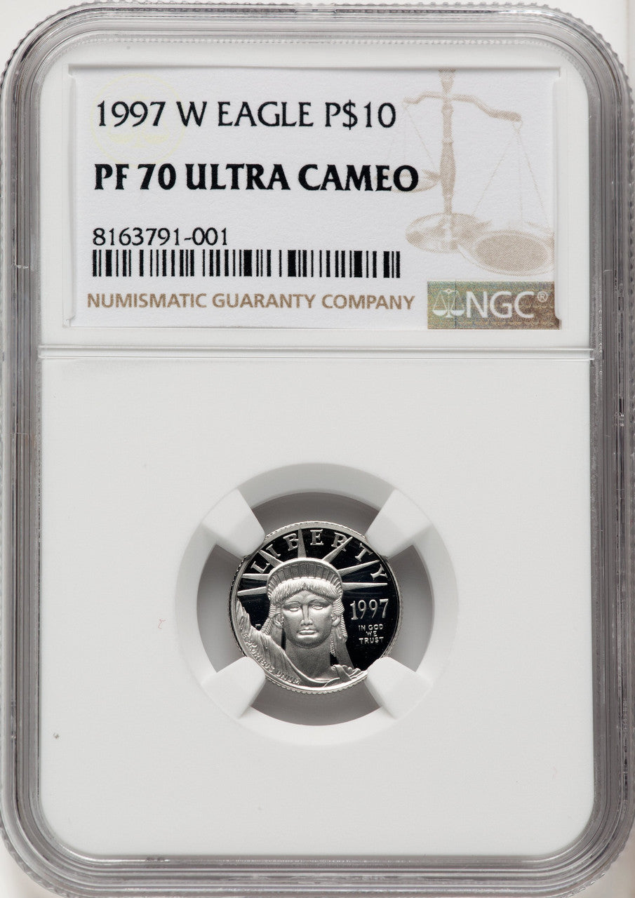 1997-W $10 Tenth-Ounce Platinum Brown Label NGC PF70 (769005021)