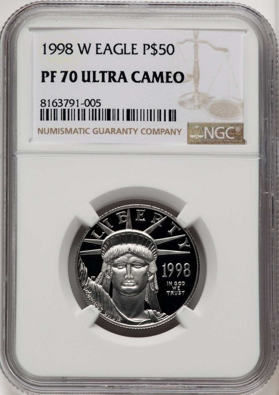 1998-W $50 Half-Ounce Platinum Eagle Brown Label NGC PF70 (767820051)