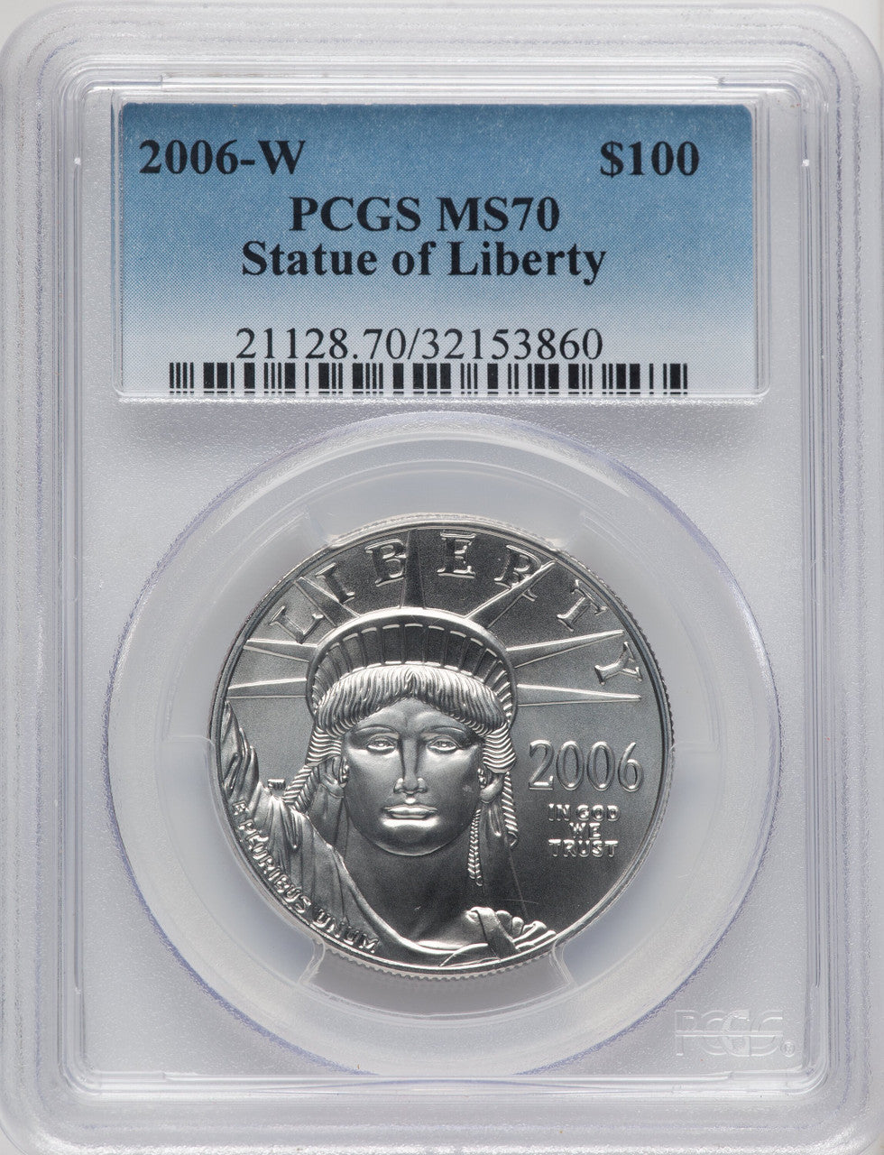 2006-W $100 One-Ounce Platinum Eagle Burnished PCGS MS70 (505399005)