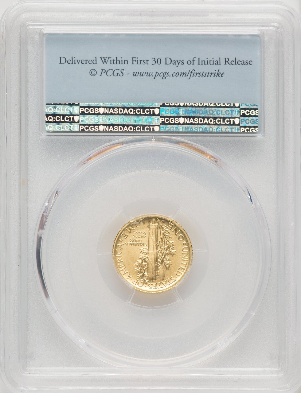 2016-W 10C Mercury Dime Gold 100th Anniversary First Strike FDI Flag PCGS SP70 (770462001)