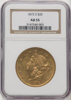 1872-S $20 Liberty Double Eagle NGC AU55 (519392100)