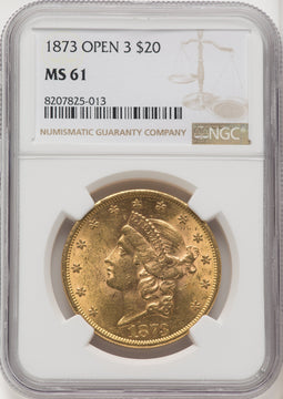 1873 $20 OPEN 3 Liberty Double Eagle NGC MS61 (177078166)
