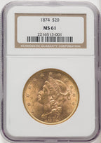 1874 $20 Liberty Double Eagle NGC MS61 (519392106)