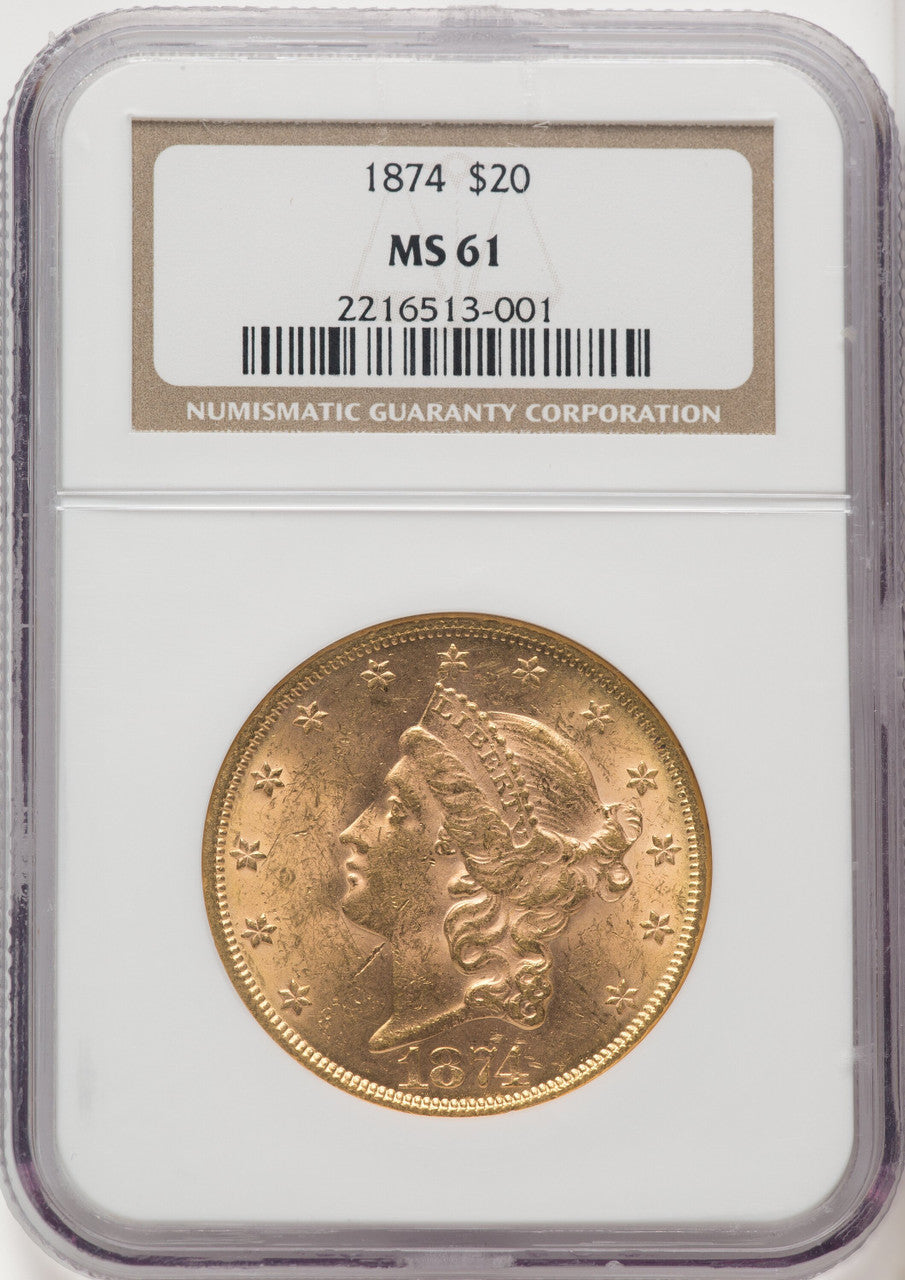 1874 $20 Liberty Double Eagle NGC MS61 (519392106)