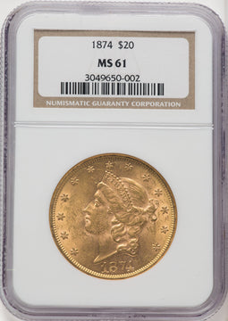 1874 $20 Liberty Double Eagle NGC MS61 (519392105)