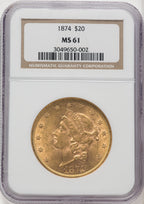 1874 $20 Liberty Double Eagle NGC MS61 (519392105)
