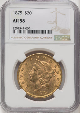 1875 $20 Liberty Double Eagle NGC AU58 (519261400)