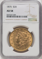 1875 $20 Liberty Double Eagle NGC AU58 (519261400)