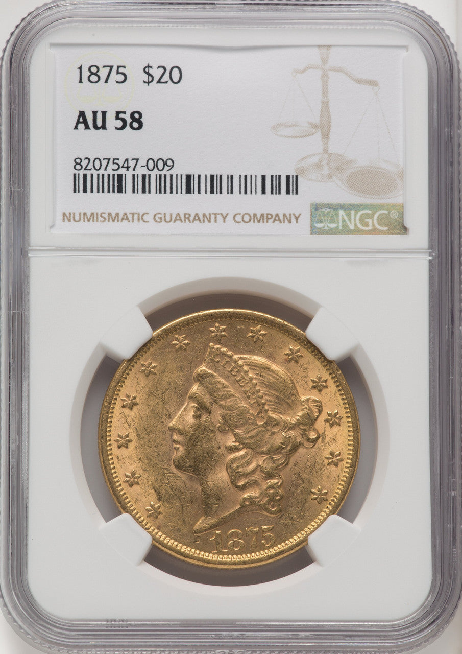 1875 $20 Liberty Double Eagle NGC AU58 (519261400)
