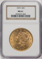 1875 $20 Liberty Double Eagle NGC MS61 (519392111)