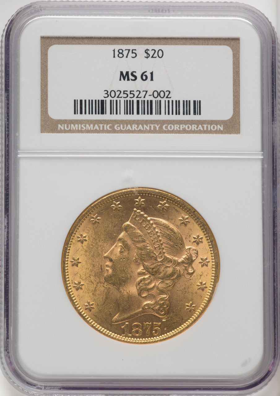 1875 $20 Liberty Double Eagle NGC MS61 (519392111)