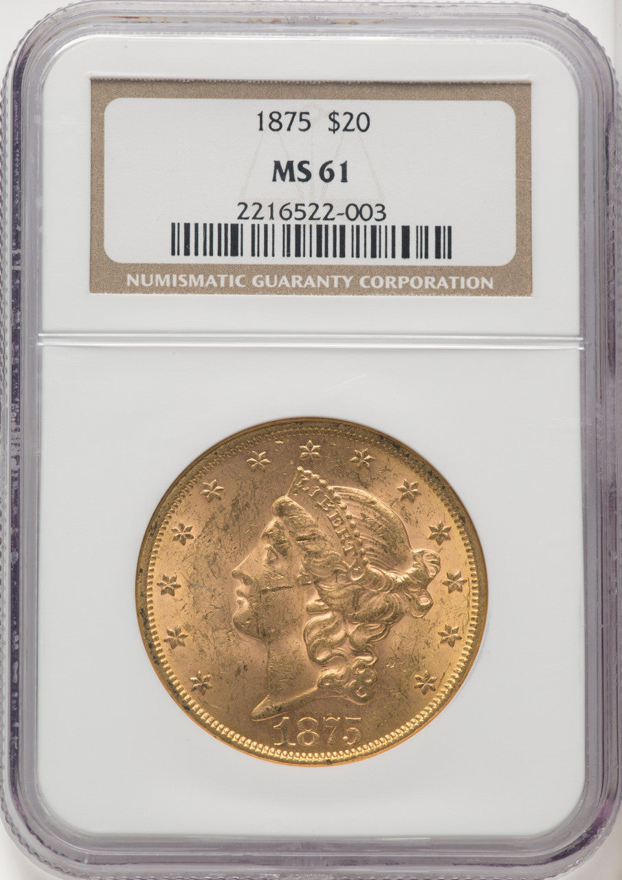 1875 $20 Liberty Double Eagle NGC MS61 (519392112)