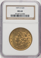 1875-S $20 Liberty Double Eagle NGC MS60 (519392114)