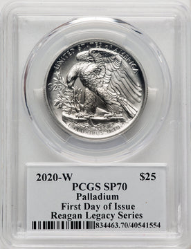 2020-W Palladium Eagle 1 oz Burnished FDI Reagan Legacy Series Michael Reagan PCGS MS70