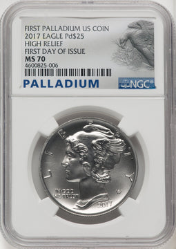 2017 Palladium Eagle 1 oz FDI Palladium Label NGC MS70
