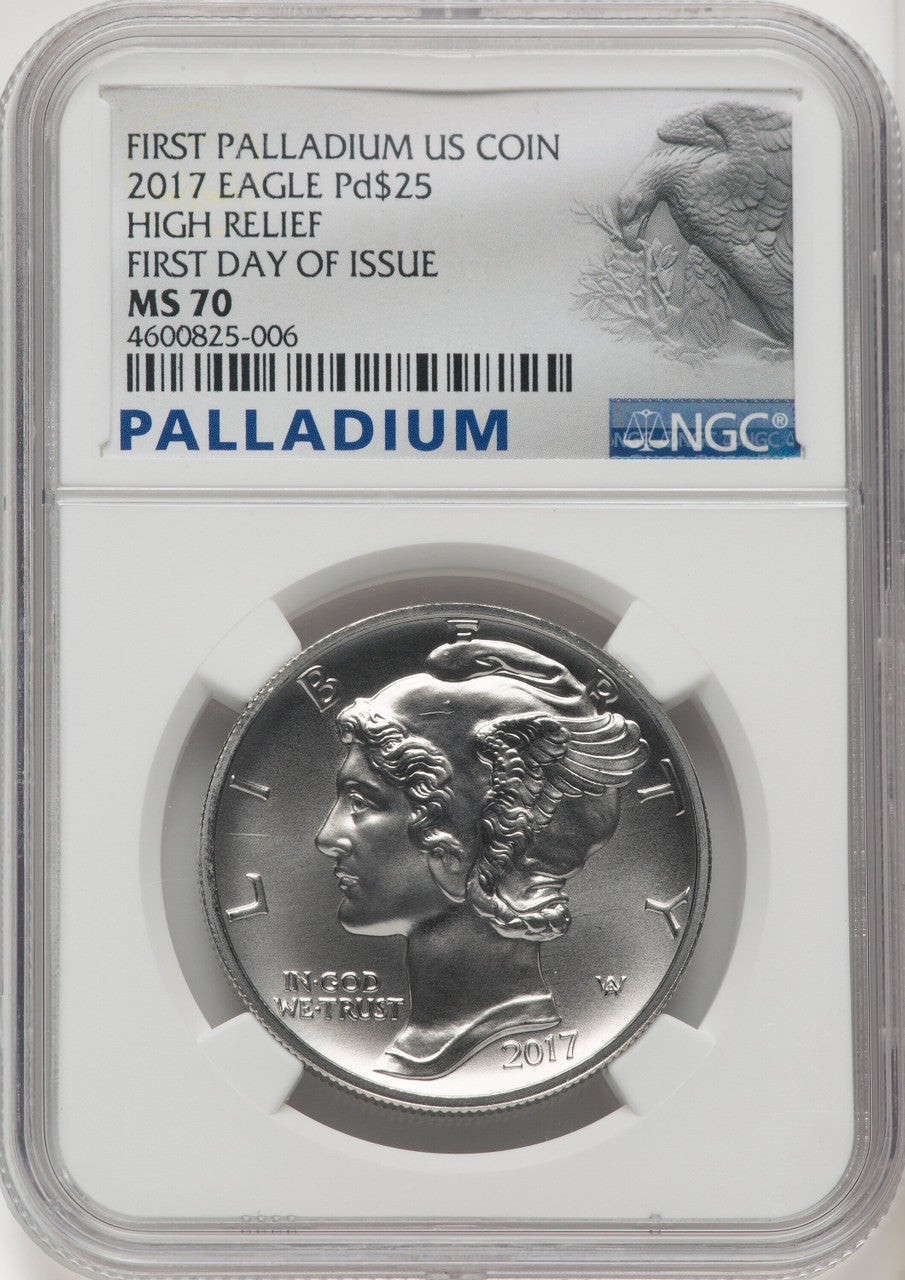 2017 Palladium Eagle 1 oz FDI Palladium Label NGC MS70