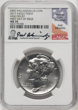 2017 Palladium Eagle 1 oz FDI Joel Iskowitz NGC MS70