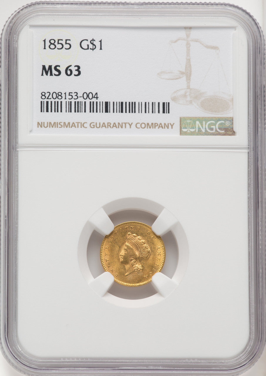 1855 G$1 Type Two Gold Dollar NGC MS63 (770218001)