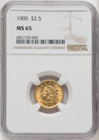 1905 $2.50 Liberty Quarter Eagle NGC MS65 (770508018)