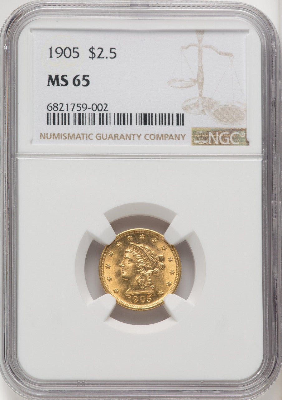 1905 $2.50 Liberty Quarter Eagle NGC MS65 (770508018)