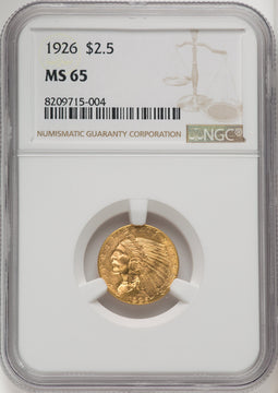 1926 $2.50 Indian Quarter Eagle NGC MS65 (770822036)