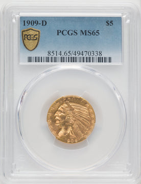 1909-D $5 Indian Half Eagle PCGS MS65 (770660003)