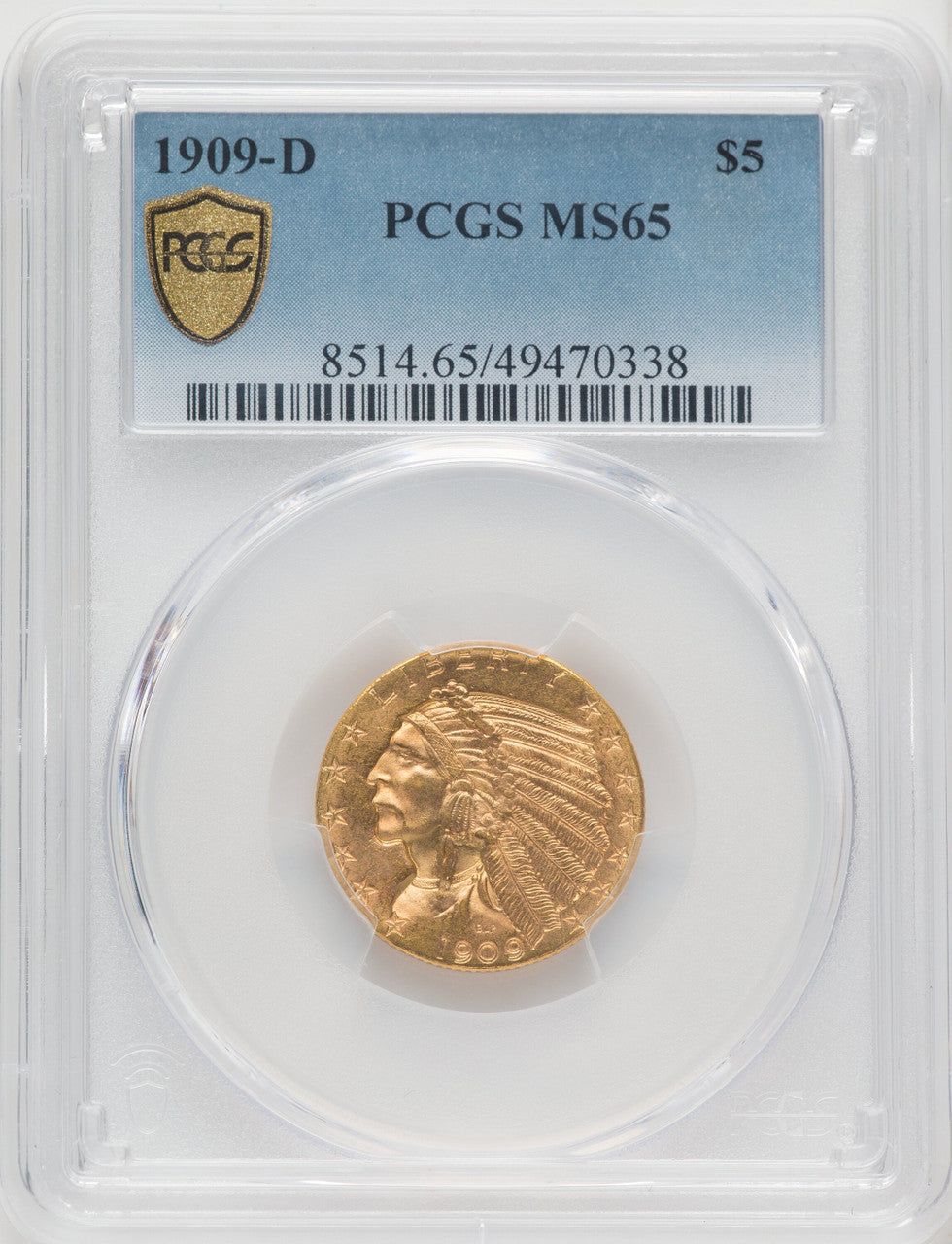 1909-D $5 Indian Half Eagle PCGS MS65 (770660003)