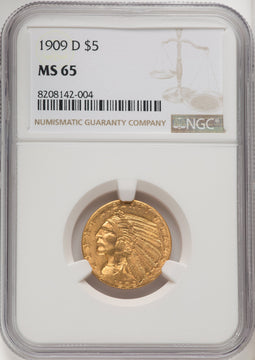 1909-D $5 Indian Half Eagle NGC MS65 (770218063)