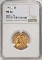 1909-D $5 Indian Half Eagle NGC MS65 (770218063)