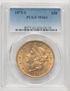 1875-S $20 Liberty Double Eagle PCGS MS61 (768601008)