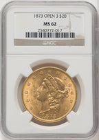 1873 $20 OPEN 3 Liberty Double Eagle NGC MS62 (769904055)