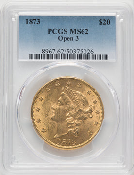 1873 $20 OPEN 3 Liberty Double Eagle PCGS MS62 (171423041)