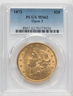 1873 $20 OPEN 3 Liberty Double Eagle PCGS MS62 (171423041)