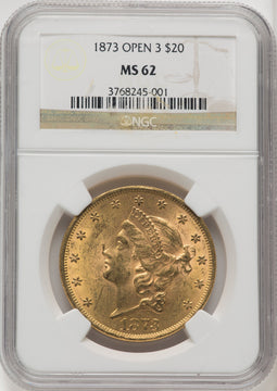 1873 $20 OPEN 3 Liberty Double Eagle NGC MS62 (769135008)
