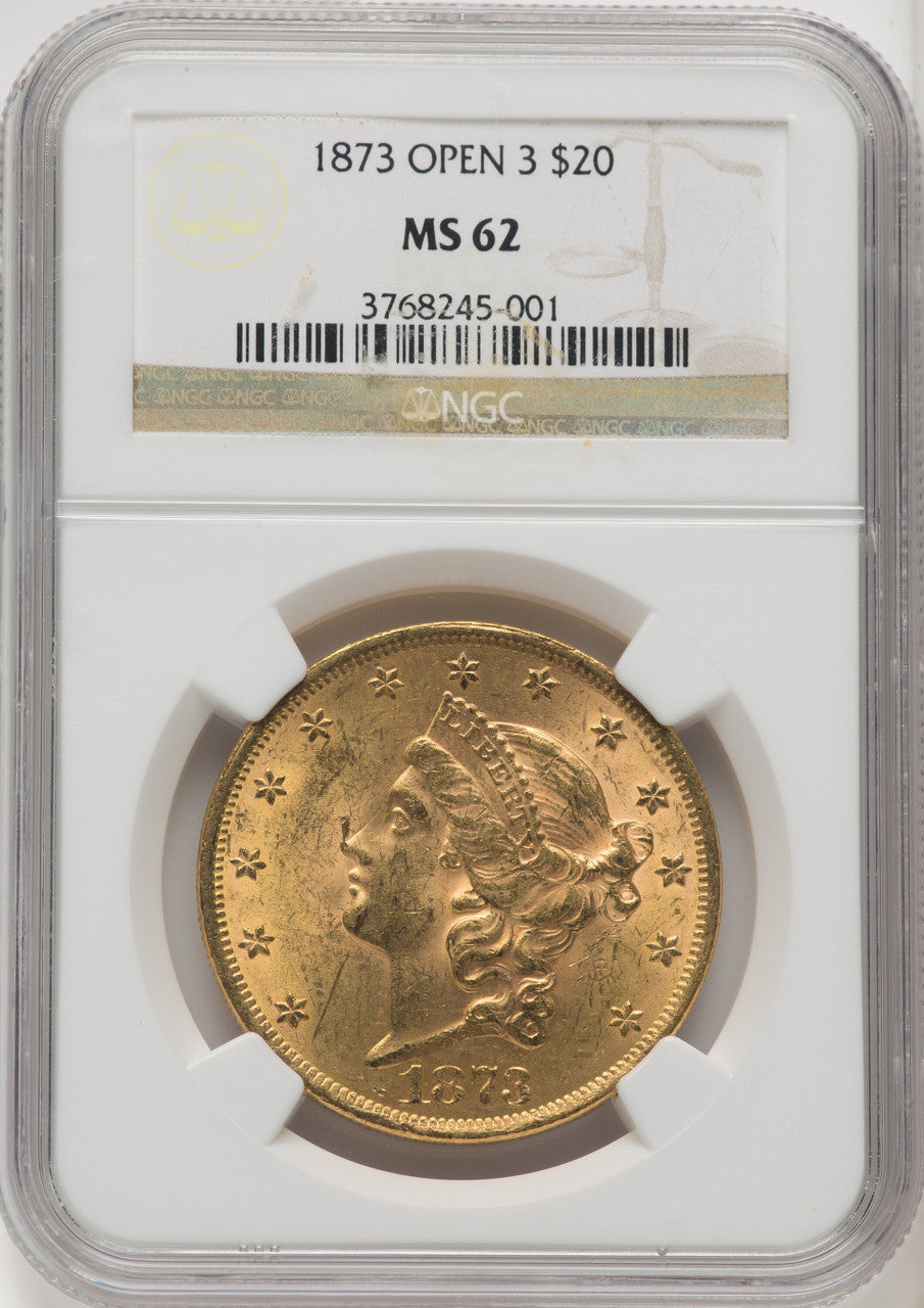 1873 $20 OPEN 3 Liberty Double Eagle NGC MS62 (769135008)
